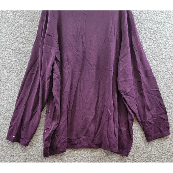 Tommy Hilfiger Plus Size Rhinestone Argyle Sweater Women's 3X Aubergine Pullover - Picture 15 of 15